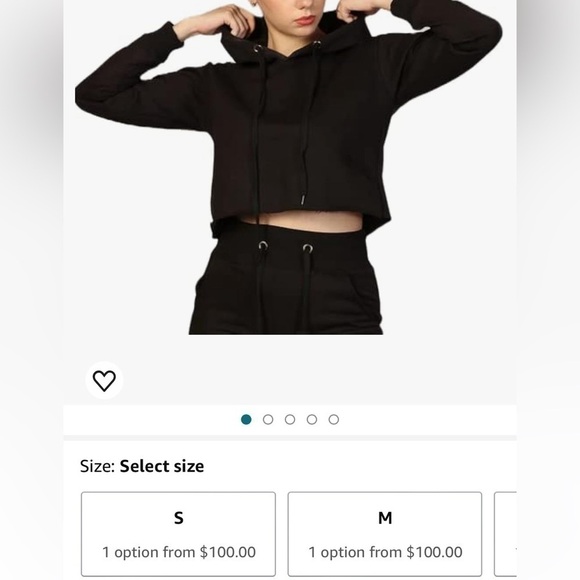 Cotton Long Sleeves Cropped Hoodie pullover long sleeve drawstring raw hem M - Picture 7 of 7